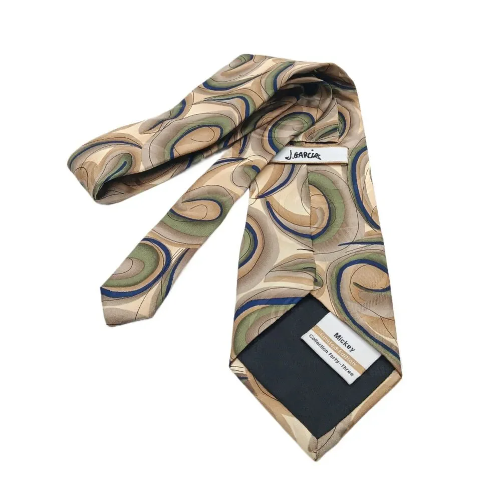 J. Garcia Silk Tie Mens 61” Gold Green Abstract #43 Mickey Designer Wide New
